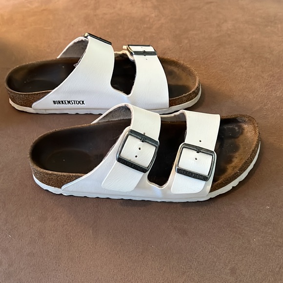 Birkenstock White Arizona Slide Shoe- Size 38 - Picture 3 of 13